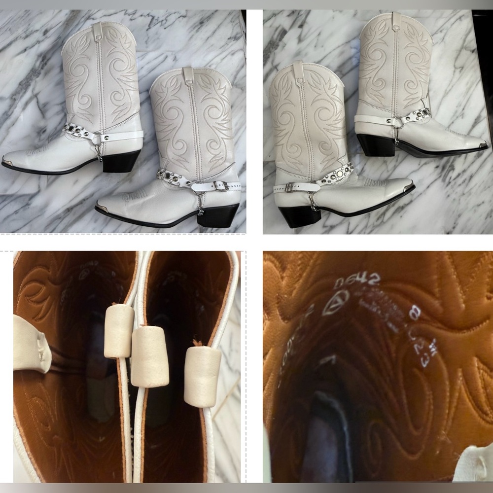 WHITE MIRROR& CRYSTALS COWBOY BOOTS, WORN IN FASHION SHOOT, VINTAGE CONDITION